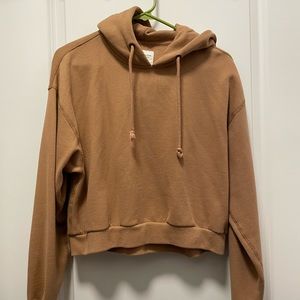 Abercrombie and Fitch cropped tan soft AF hoodie